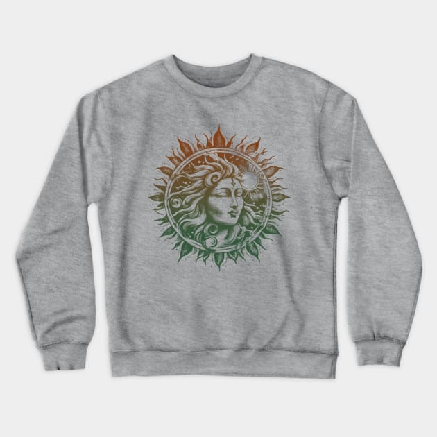 Sun Face Mandala-Style Fantasy Nature Earth Mother for Women Crewneck Sweatshirt by Pine Hill Goods